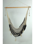 Mexican Woven Chair Hammock in Black and White Cotton