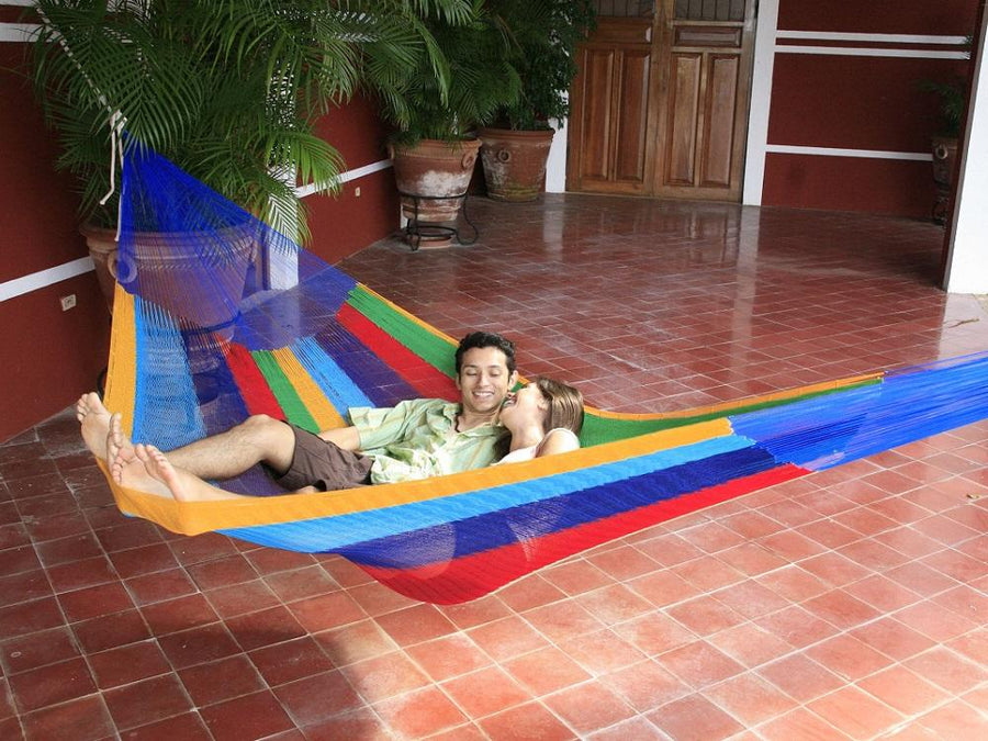 Rainbow Coloured Mexican Hammock