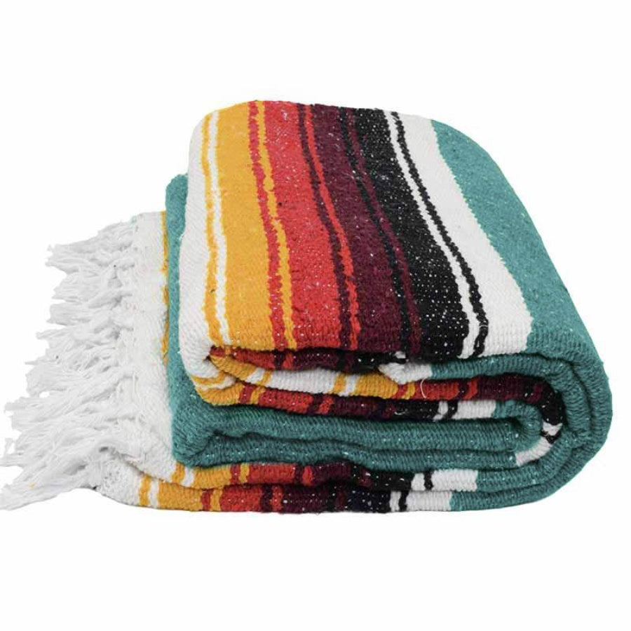Vivid striped Mexican blanket