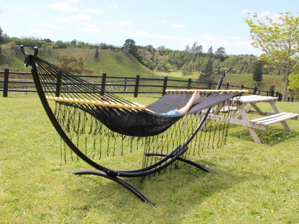 Spreader Bar Resort Style Hammock - Black Polyester