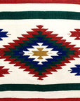 White Mexican blanket with colourful pattern