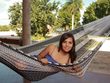 Mexican black and white cotton hammock