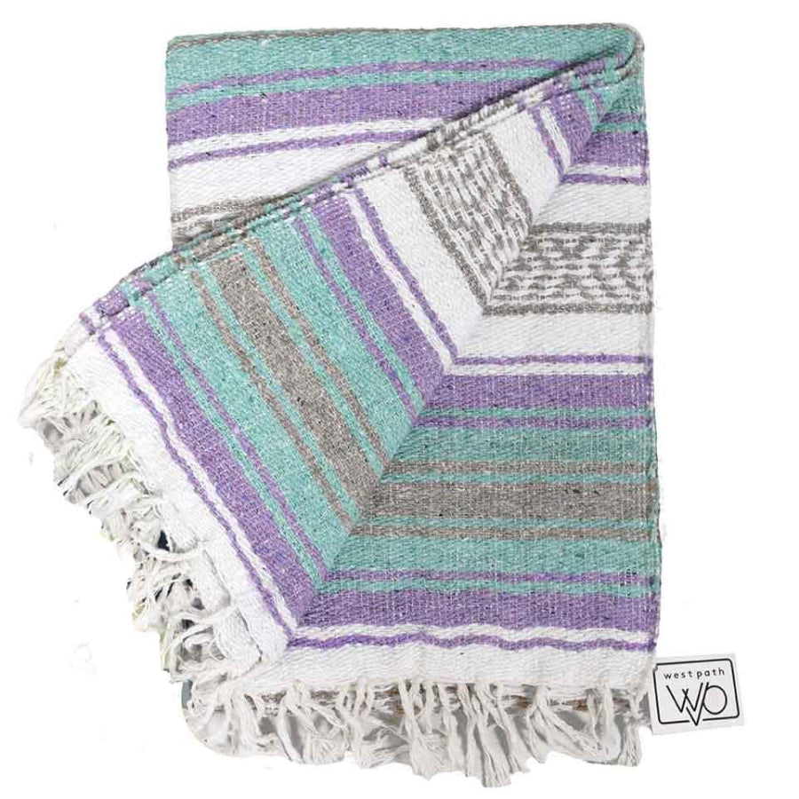 Mexican Throw - Pastel Purple and Green