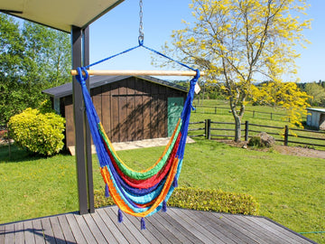 Woven Mexican Chair Hammock - Rainbow - Cotton