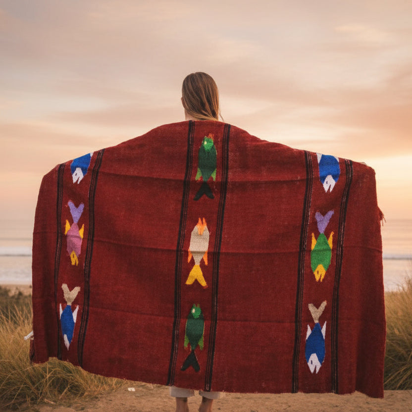 Mexican Blanket with colourful fish design