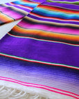 Mexican Sarape Striped Blanket in Purple