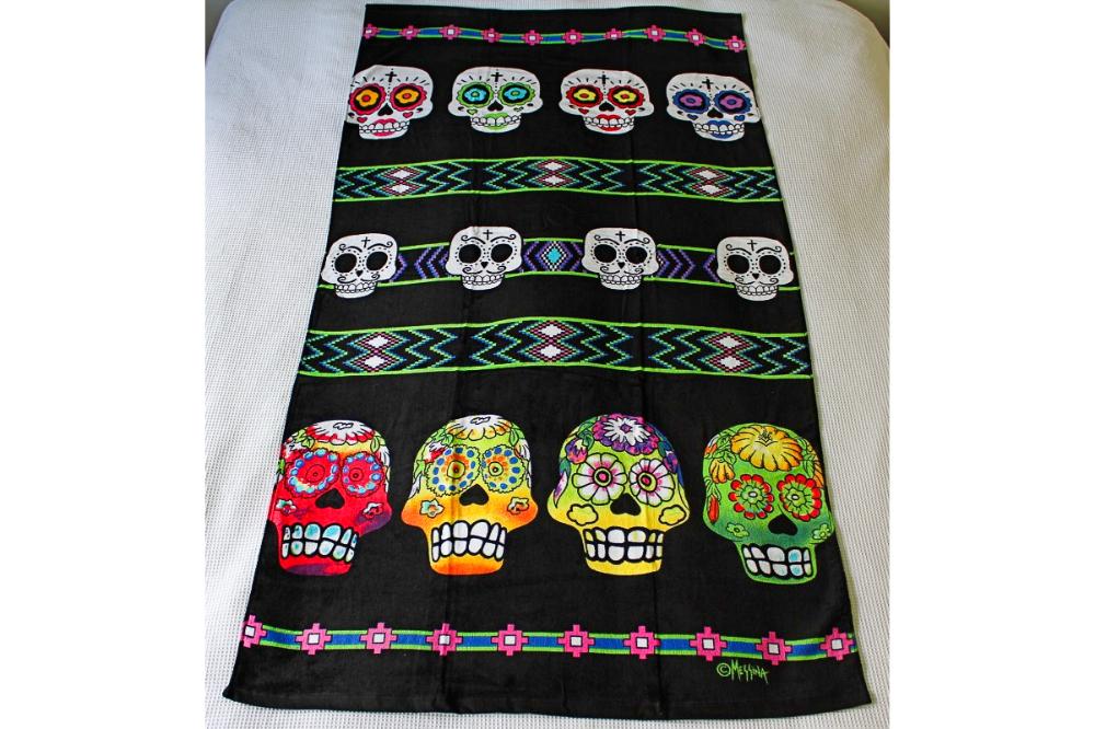 Day of the Dead Skull Theme Beach Towel