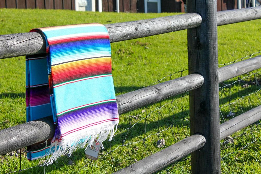 Sarape Blanket - Aqua Blue
