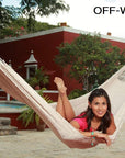 Mexican woven thick cord hammock - off-white