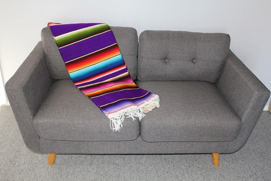 Purple Striped Mexican Blanket