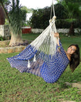 Mexican chair hammock - blue and white