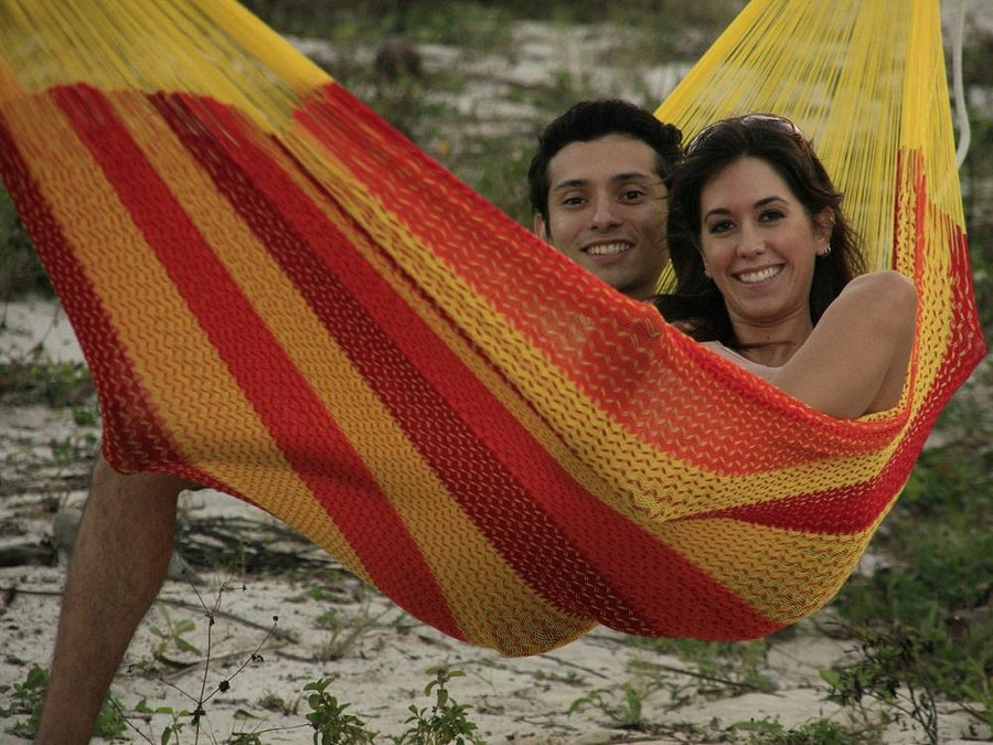 Mexican woven hammock for two people
