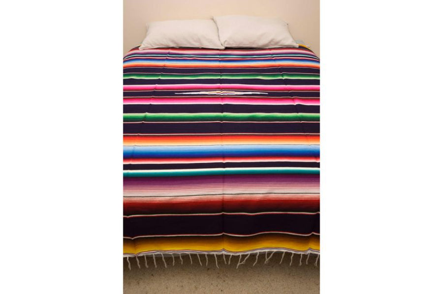 Mexican Sarape Blanket - Dark Blue