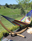Metal hammock stand and woven cotton hammock