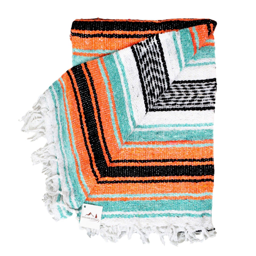 Striped Orange Mexican rug