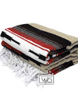 Thick woven Mexican beige, white and black blanket