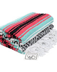 Falsa Mexican Rug - Pink Coral and Mint