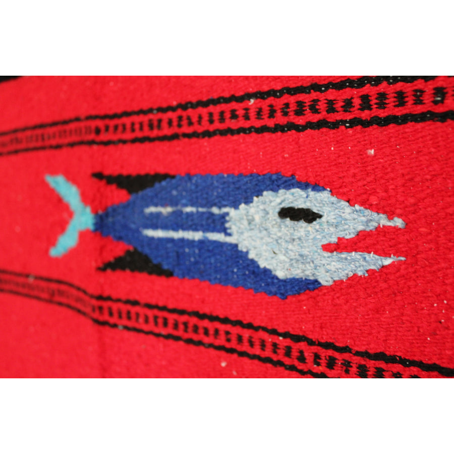 Mexican woven fish blanket - red