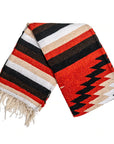 Rust Red and White Striped Mexican Blanket