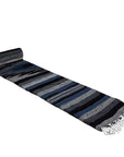 Large striped blue and grey Mexican made blanket