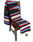 Diamond and striped Mexican blanket on chair