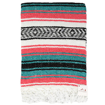 Handwoven Mexican loose weave blanket - Falsa striped blanket