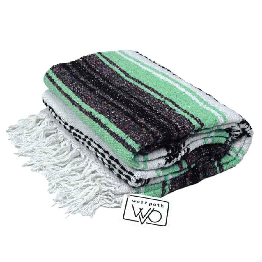 Mint green and grey falsa rug or throw