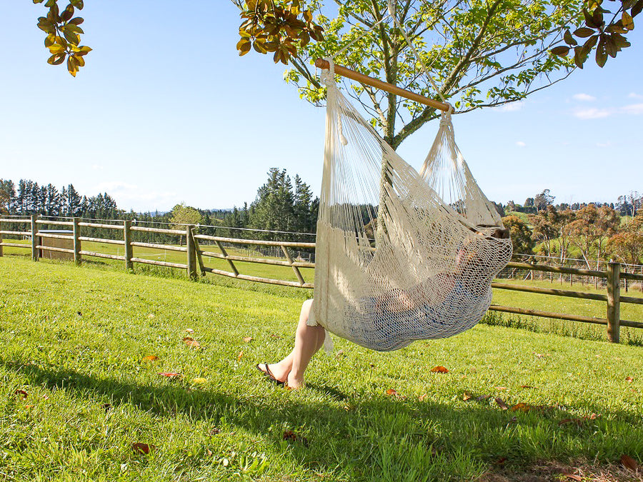 White Cotton Mexican Chair Hammock NZ