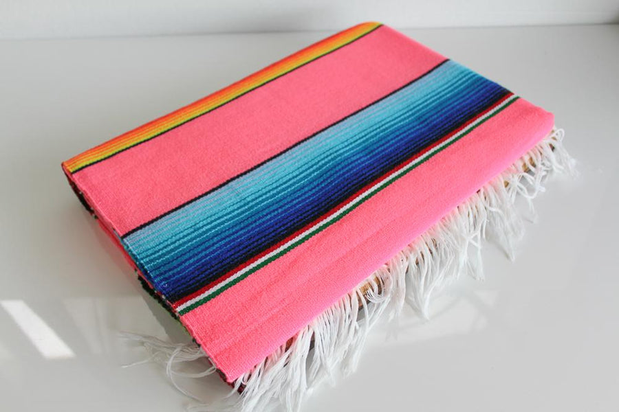 Pastel Pink Mexican Sarape Throw