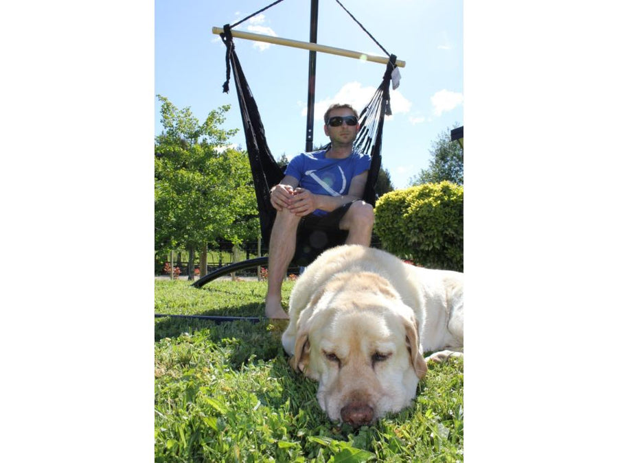 Handmade Mexican Chair Hammock in Black Polyester Cord