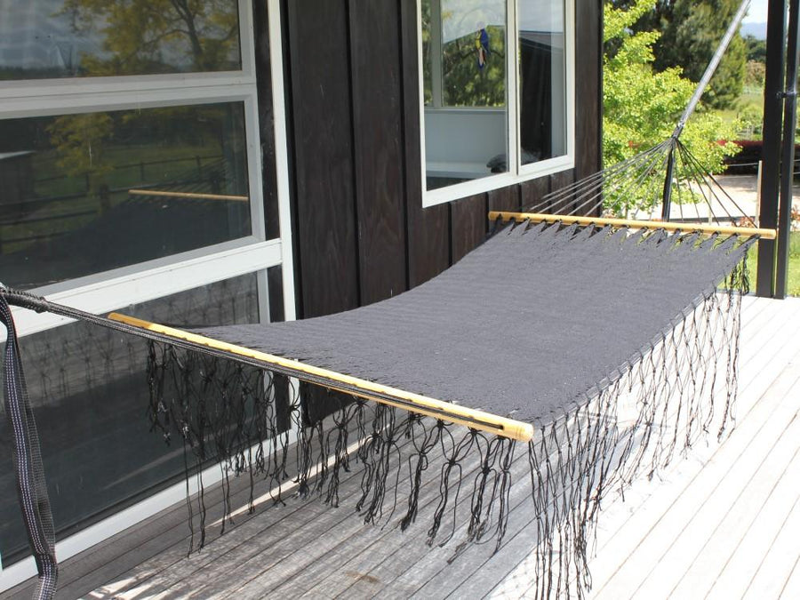 Black woven Mexican bar hammock