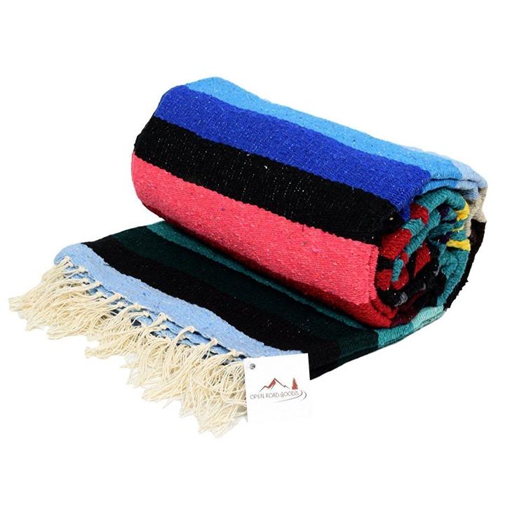 Bright woven Mexican blanket