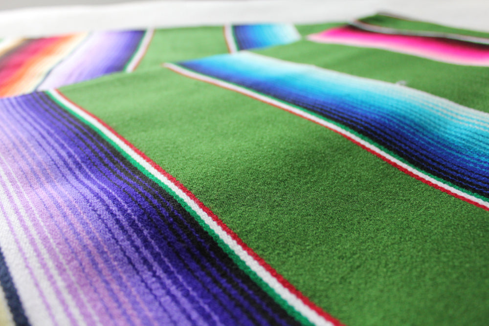 Mexican Sarape Blanket – Striped Throw, Rug, Picnic Mat, Tablecloth, Car Blanket