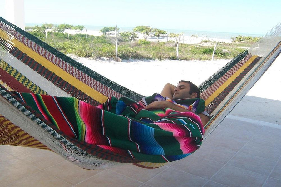 Mexican Green Blanket on Hammock
