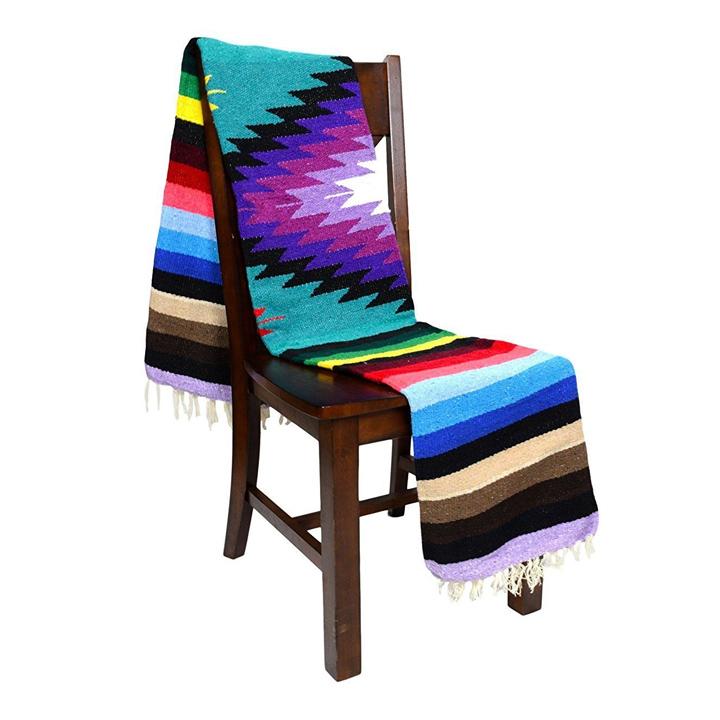 Blanket covering chair - colourful Mexican made