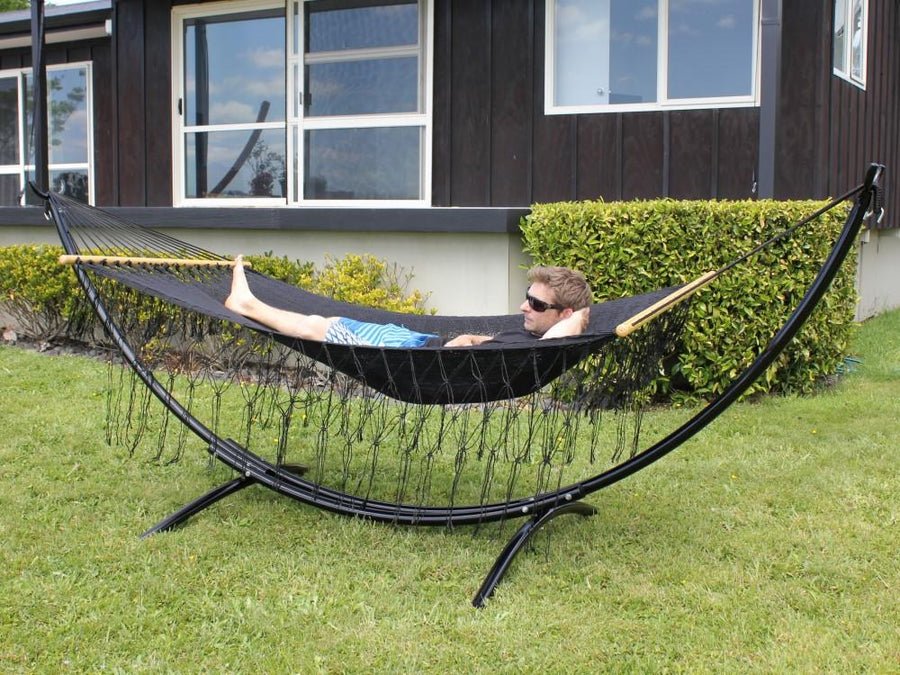 Metal Stand and Hammock - Black Resort Style