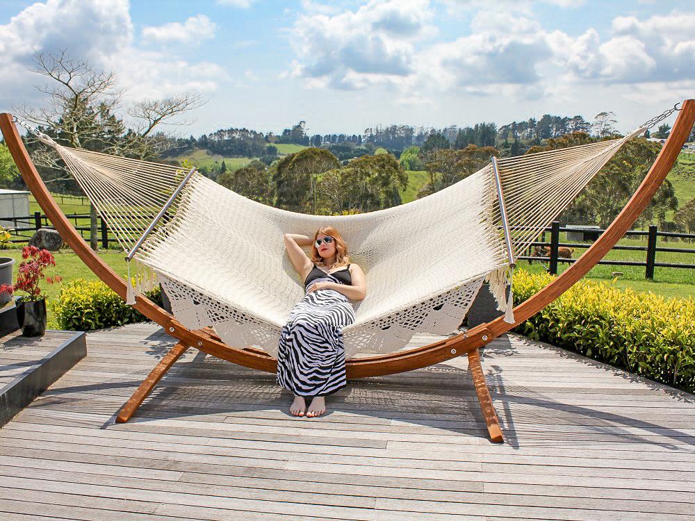 Wooden Arc Hammock Stand &amp; King Spreader Bar Hammock