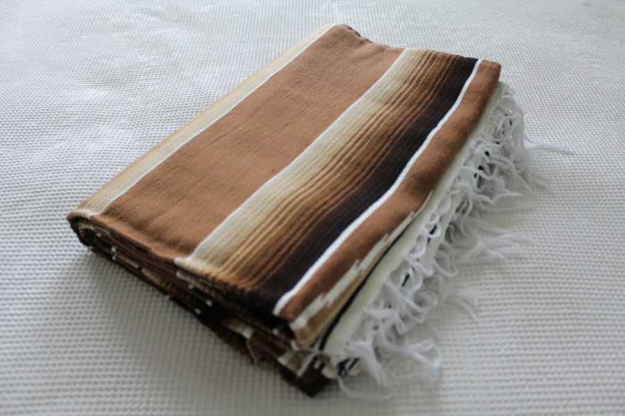 Striped Mexican Blanket - Brown