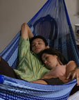 Two Person Mexican Hammock - Blue and White