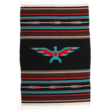 Black Thunderbird Style Mexican Blanket
