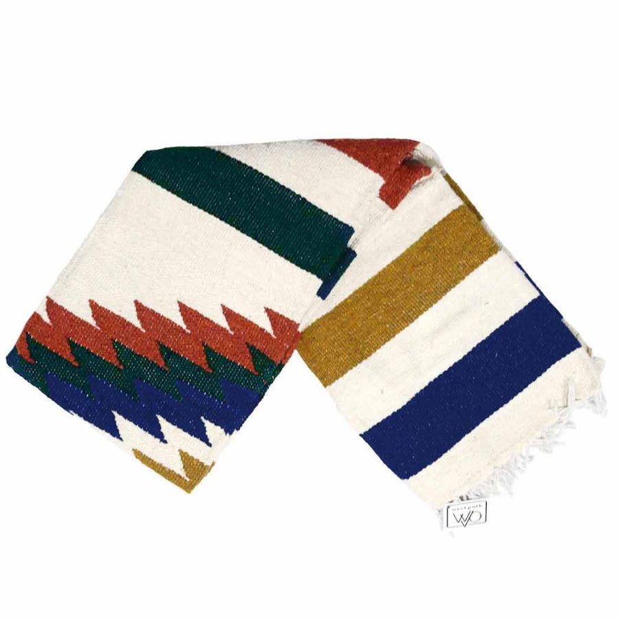 Mexican Saltillo Blanket - White