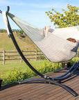 White hammock and metal stand