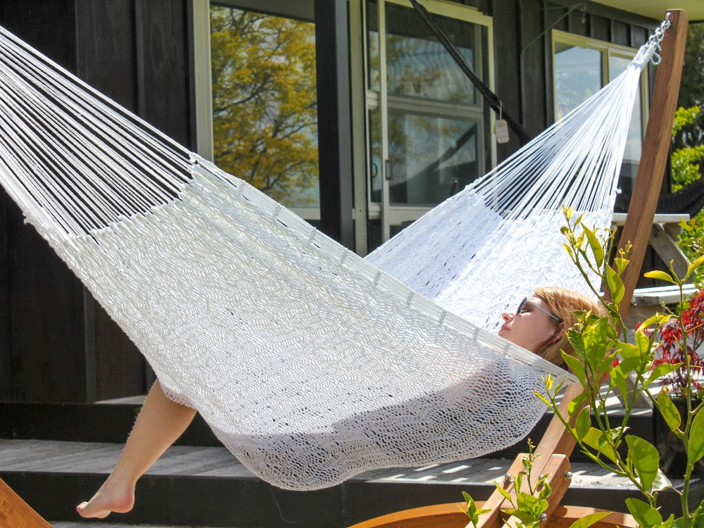 Polyester White Hammock - Mexican Fair Trade - Handwoven