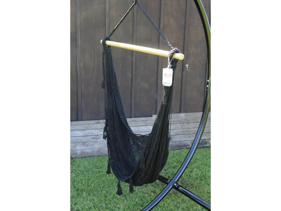 Durable Weather Resistant Black Polyester Outdoor Hammock Chair
