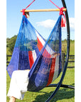Hammock hanging chair - red, white and blue