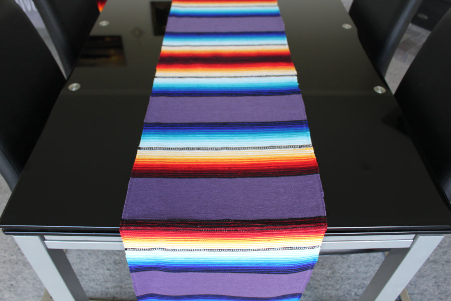 Mexican table runner - purple striped