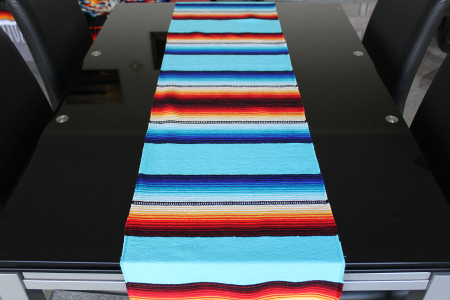 Mexican style aqua table runner