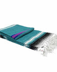 Mexican Saltillo Blanket - Turquoise and Black