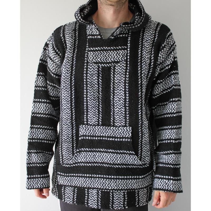 Black and white Baja poncho