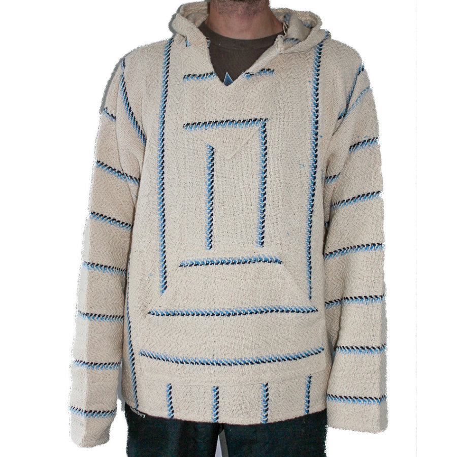 Baja Hoodie Mexican - Blue and White